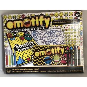 Emotify Stationary Kit Emoji Notebook Pencils‎ Crayons Markers Birthday Present